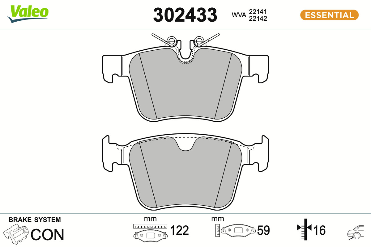 Jeu de 4 plaquettes de frein VALEO ref. 302433